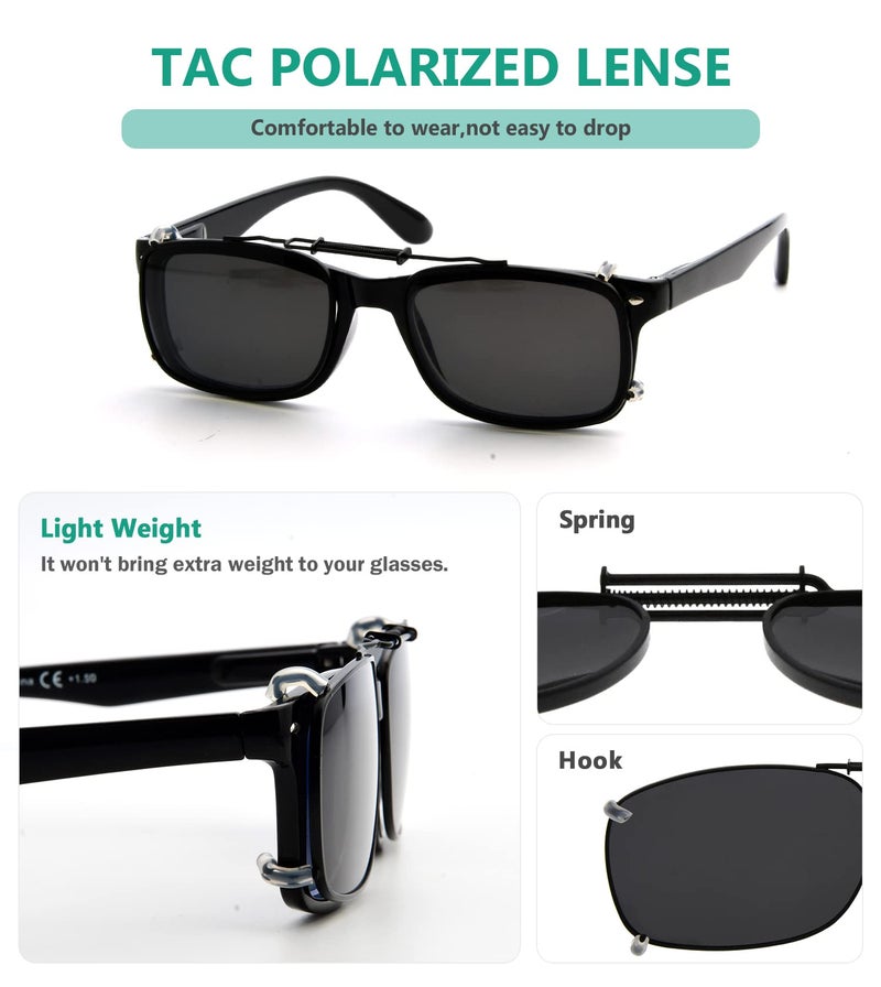 Eyekepper Metal Frame Rim Polarized Lens Clip On Sunglasses 54X37MM (Grey Lens) - Image 4